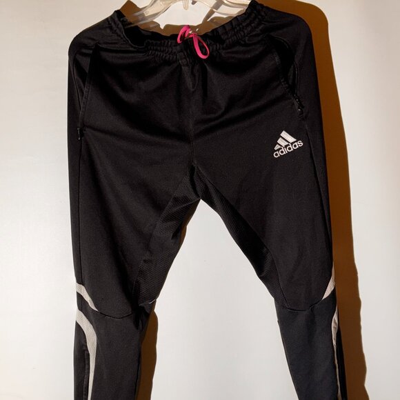 Adidas Clima365 Black Athletic Track Pants with Reflective Stripes - Size M - Picture 1 of 6